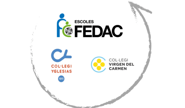 Logos del Col·legi Yglesias i el Col·legi Virgen del Carmen, que s'integren a les escoles FEDAC.
