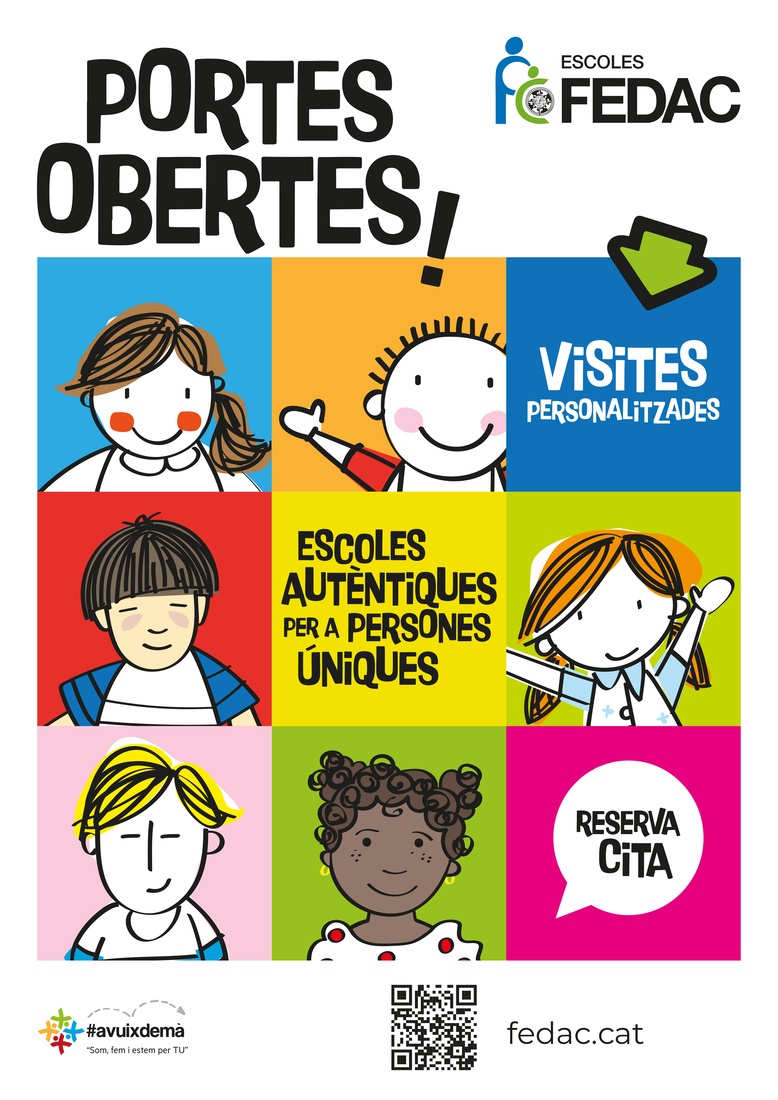 Cartell de portes obertes de les escoles FEDAC de Catalunya.