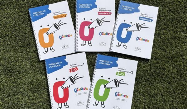Col·lecció dels cinc quaderns per a l'aprenentatge de les habilitats de l'Oratòria per als alumnes de primària i secundària de les escoles FEDAC, editats per Xerpa Edicions.